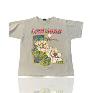 Vintage Louisiana Magnolia Graphic T-Shirt Men's XL Multicolor Short Sleeve